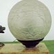 French Art Deco Lamp Marble Base Silver Metal Rabbit Crackle Ball Shade 3365