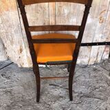 Napoleon 3 style chair black wood & vintage orange fabric