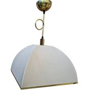 Lampadario Vintage anni '70 in Ottone e Stoffa