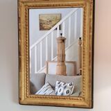 Miroir ancien en bois et stuc doré