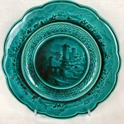 Série de six assiettes chantournées émaux de Rubelles, milieu XIXe