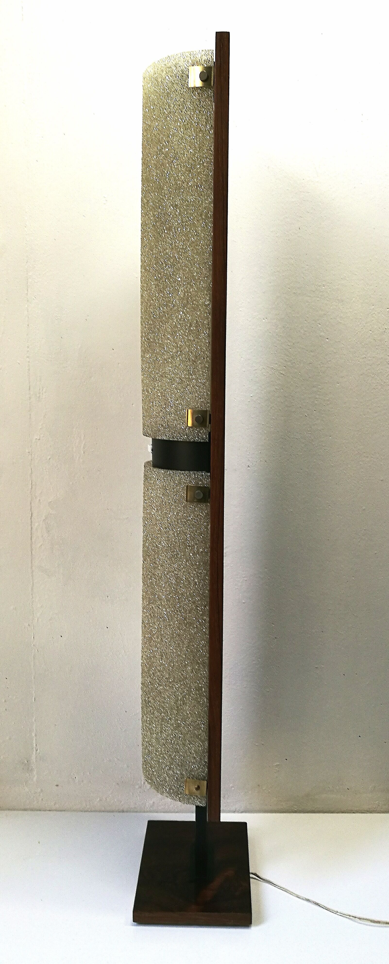 Floor lamp 60s rosewood and granite resin totem