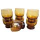 7 vintage engraved amber glasses – retro brown glass from the 70s
