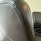 Black leather armchairs, Italian design, 70s (X2)