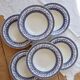 6 vintage deep plates with blue goose vichy decor