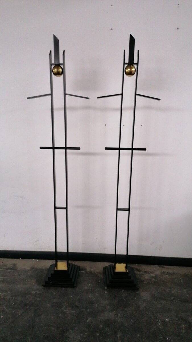 Mid-Century Metal and Brass Sculptures or Valets, Italy, Set of 2