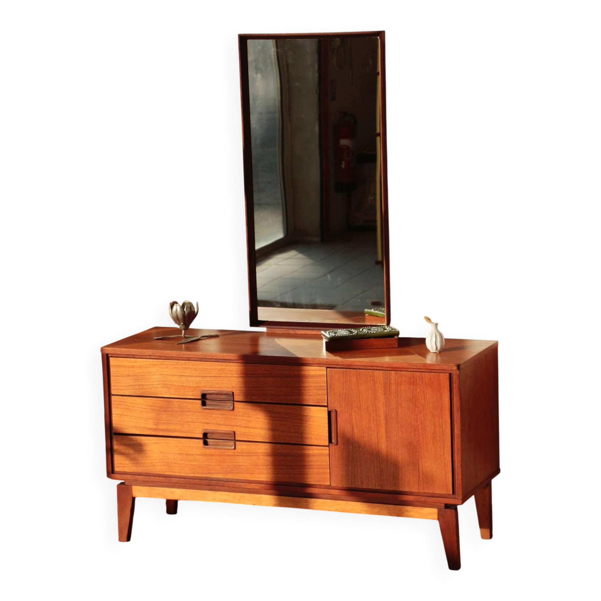 Restored vintage teak hairdresser from the 1960s.