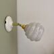 Vintage globe wall lamp in white clichy glass and porcelain rosette