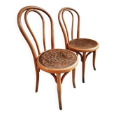 Paire d’anciennes chaises bistrot Kohn Wien – chaises de café en bois courb