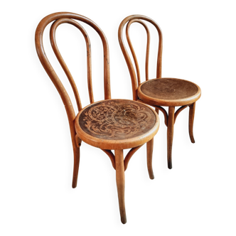 Paire d’anciennes chaises bistrot Kohn Wien – chaises de café en bois courb