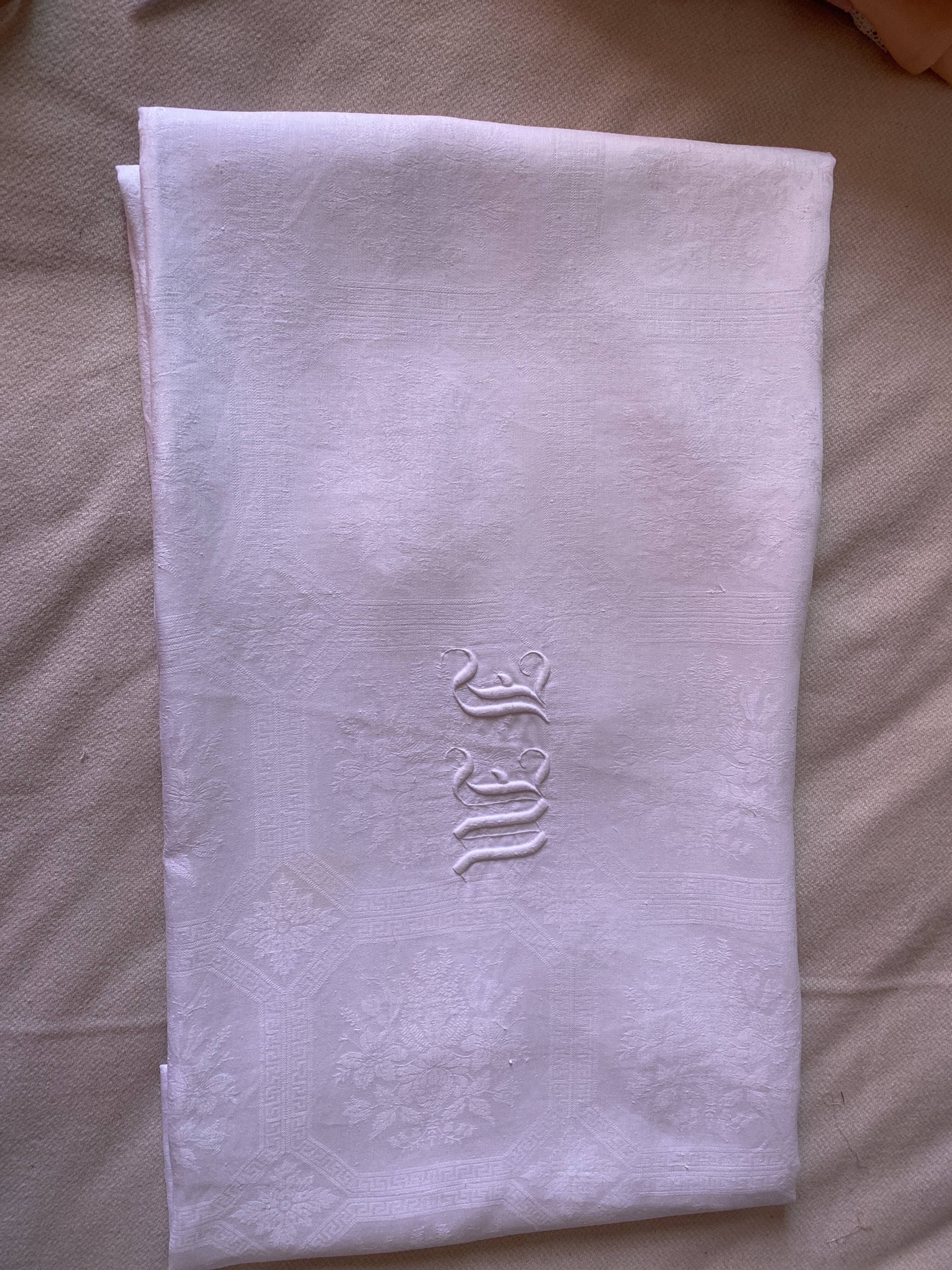 JM monoogram reception tablecloth
