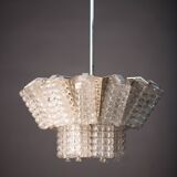 Vintage Austrolux Glass Chandelier: 1960s Mid-Century Modern Pendant Light