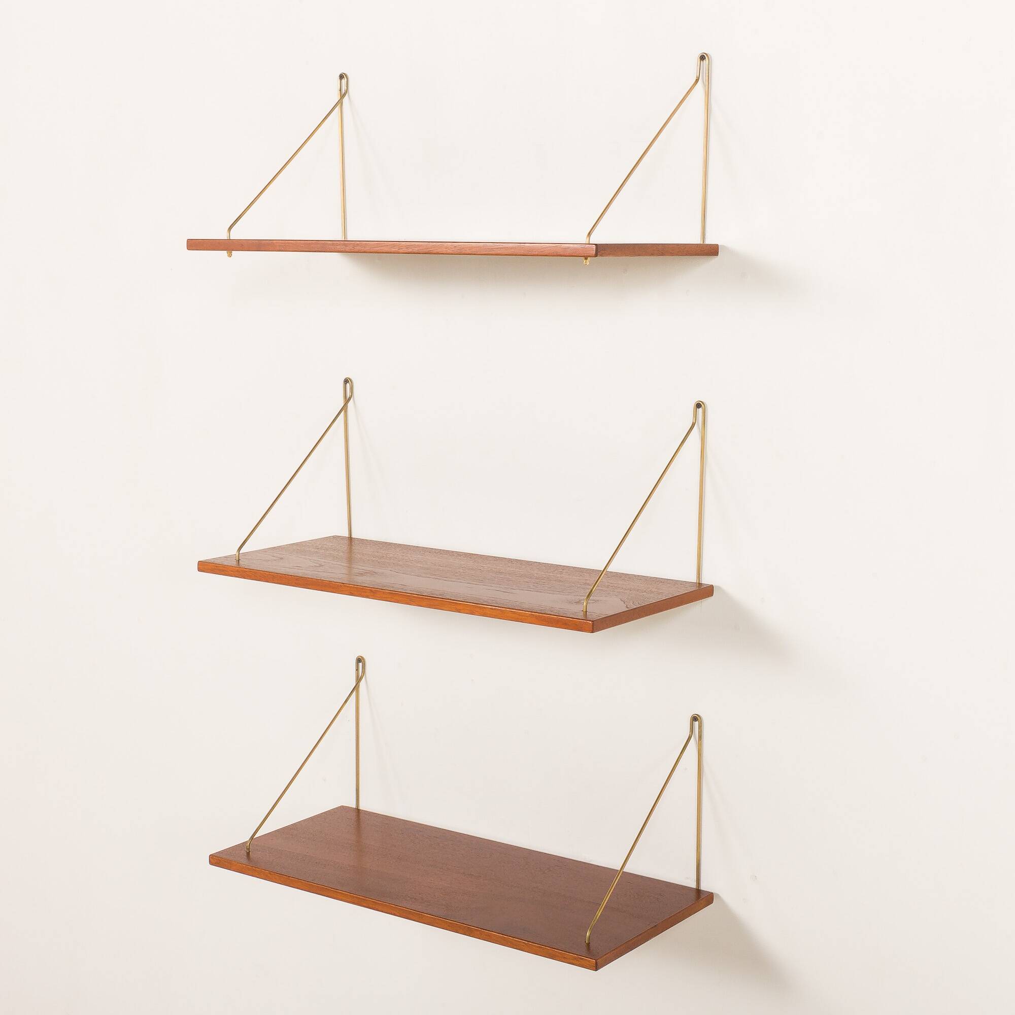Danish mid-century floating shelves in teak, set of 3, 1960s