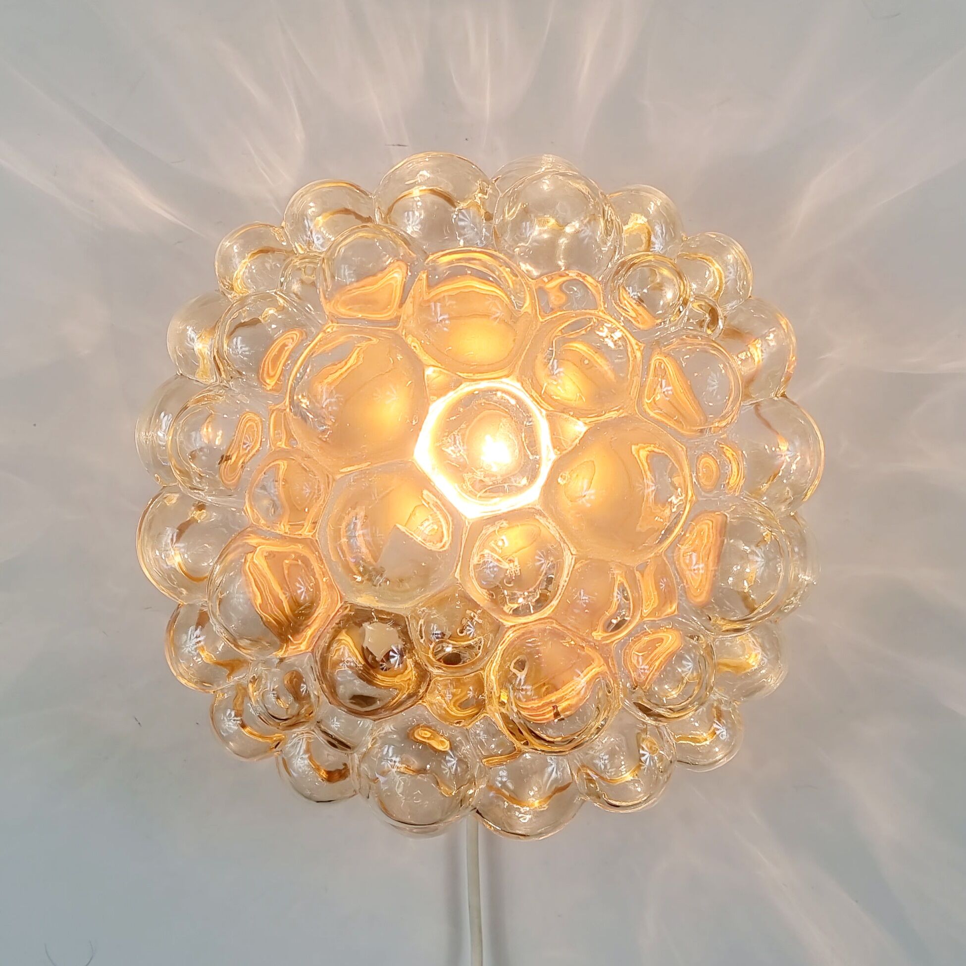 Amber bubble glass flush mount by Helena Tynell For Limburg, Germany, 1970s