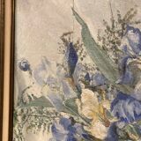Georges prestat (1911-1994), bouquet of irises, oil on canvas from 1946