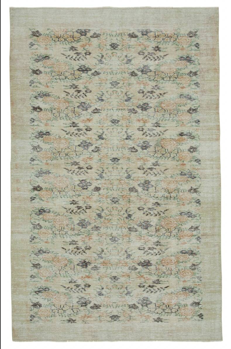 Vintage Turkish Hand Knotted Beige Rug 190cm x 302cm
