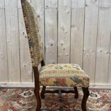 Suite de 4 Louis XIII os de mouton tissu fleurs