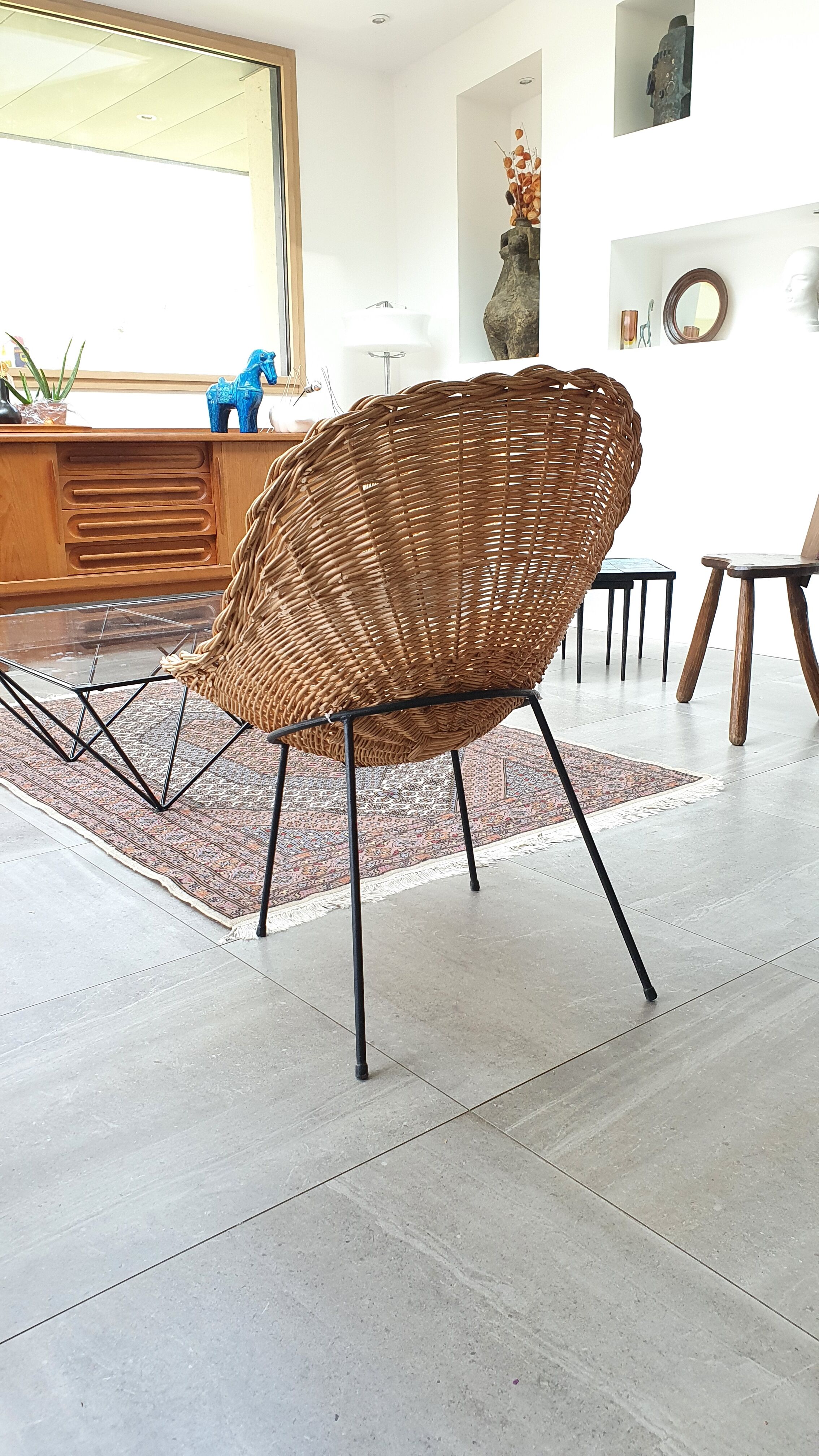 Pair of rattan basket chairs