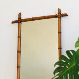 Fake bamboo wooden mirror 91 x 68 cm