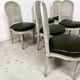 Set of seven Louis XVI style chairs in patinated beech, 20th century.