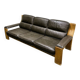 Vintage brutalist leather three seat Durlet sofa, 1970s