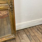19th century gilded wooden trumeau with romantic scene - 69cm x 140cm