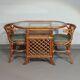 Rattan / bamboo balcony side table / chairs set 1970s