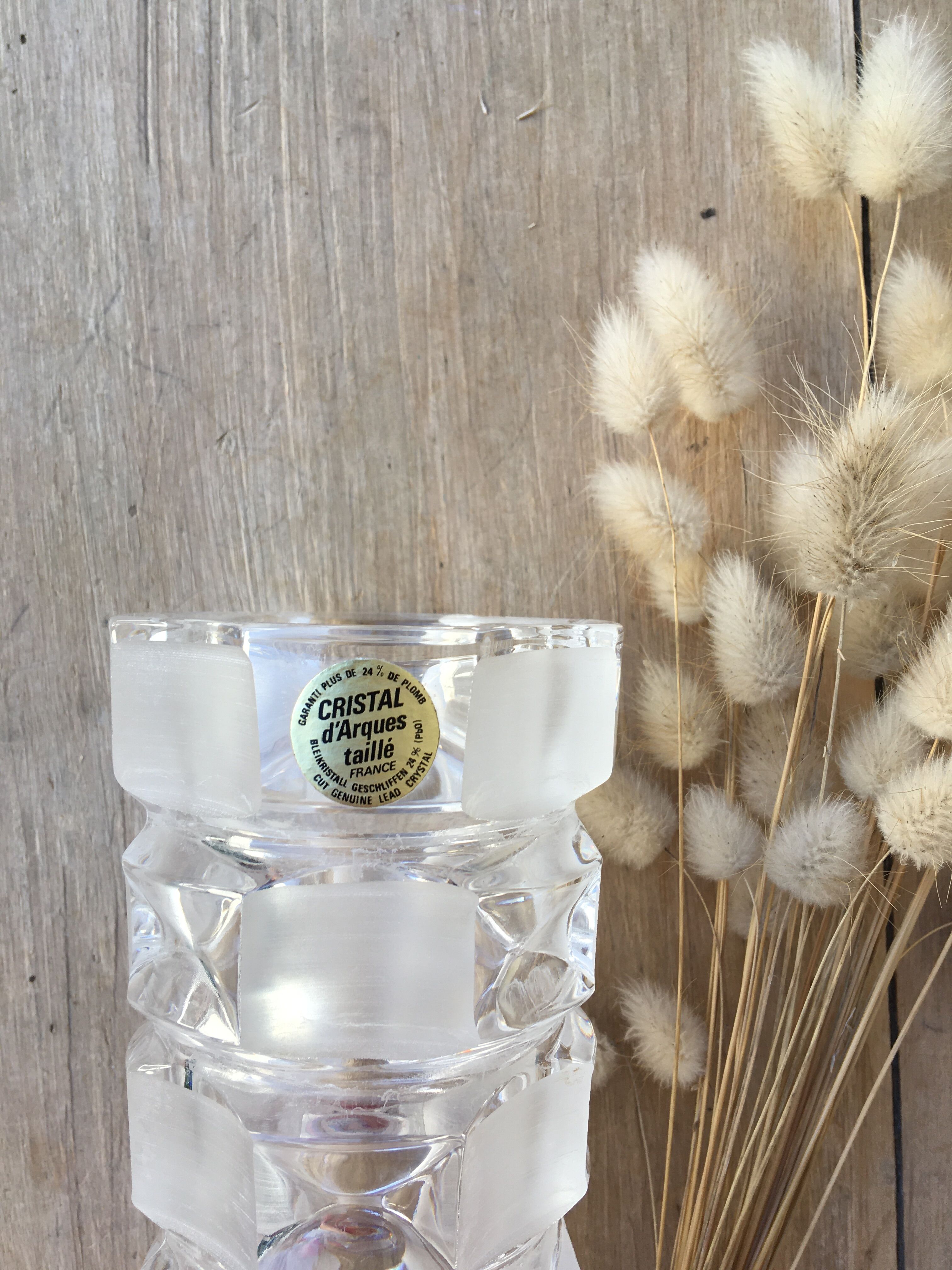 Vintage Cristal d'Arques vase in frosted glass