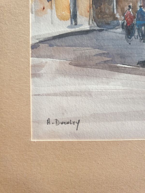 André Duculty (1912-1990), watercolor on paper "Place de l'ancienne douane, à Colmar" Signed
