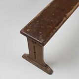 Banc rustique français en chêne avec sculptures et belle patine, vers 1850