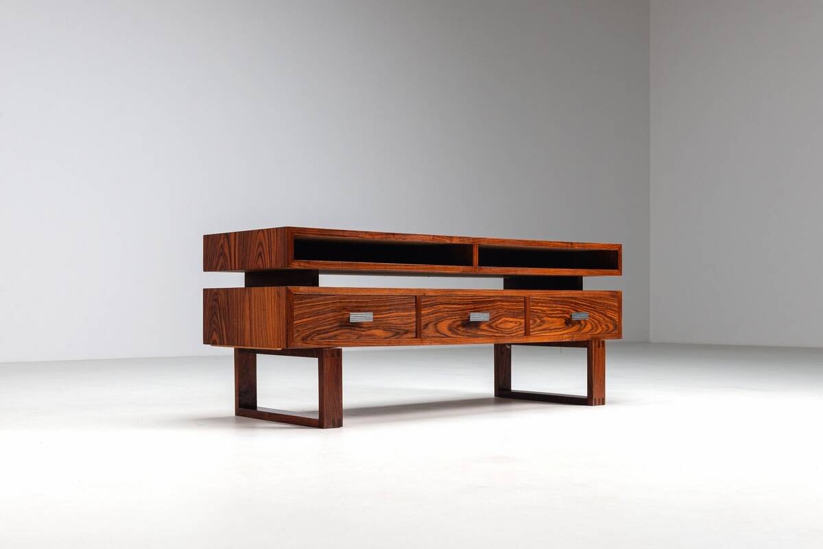 Mid-century modern floating media console in rosewood, Denmark, 1960