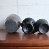 Set of 3 vintage brown and black pottery