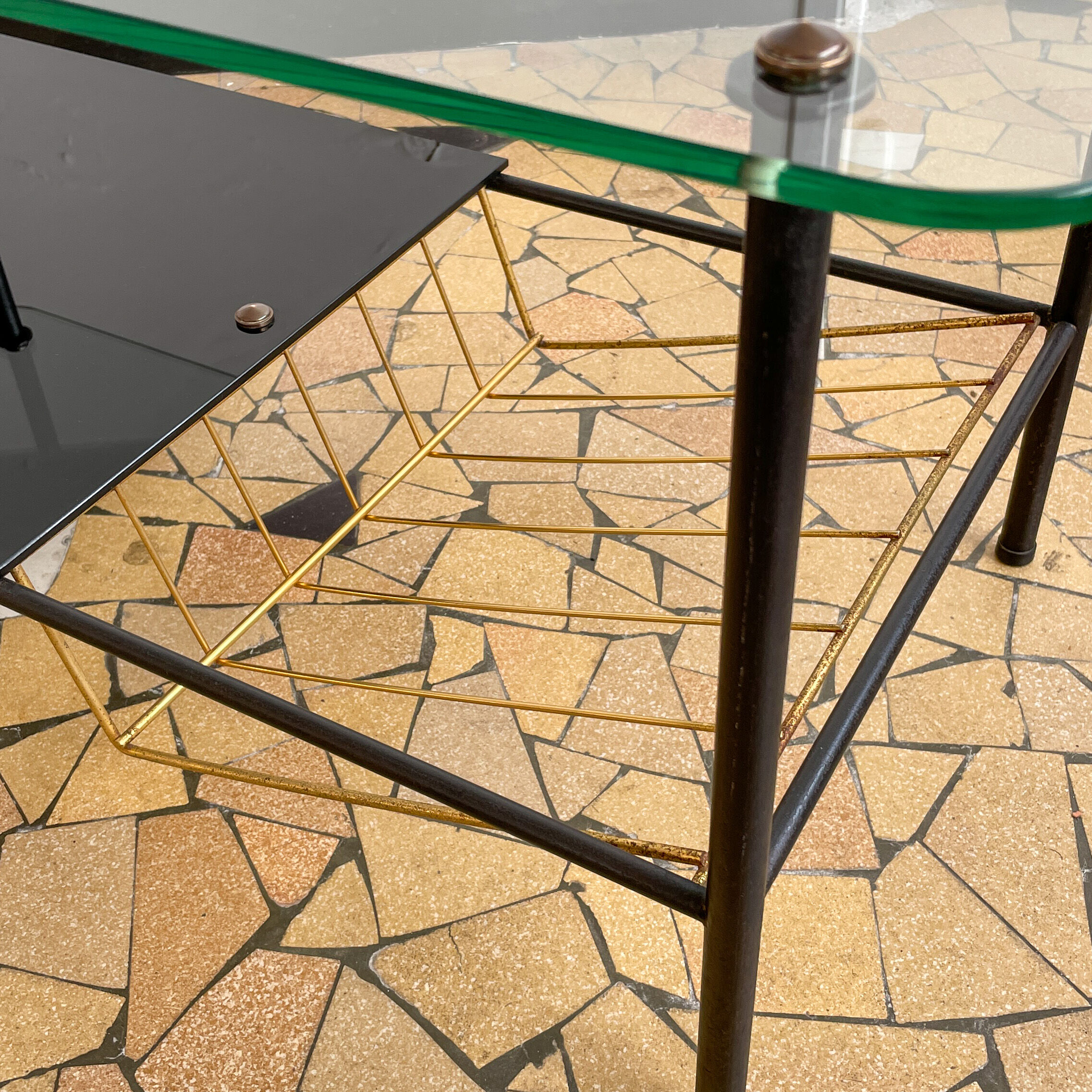 Glass and metal coffee table 1960s