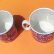 Two mugs/cup in porcelain from Villeroy and Boch decoration boat / plane made in Luxembourg