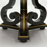 Maurice Hirsch neoclassical dining table black wood golden mirror 1970