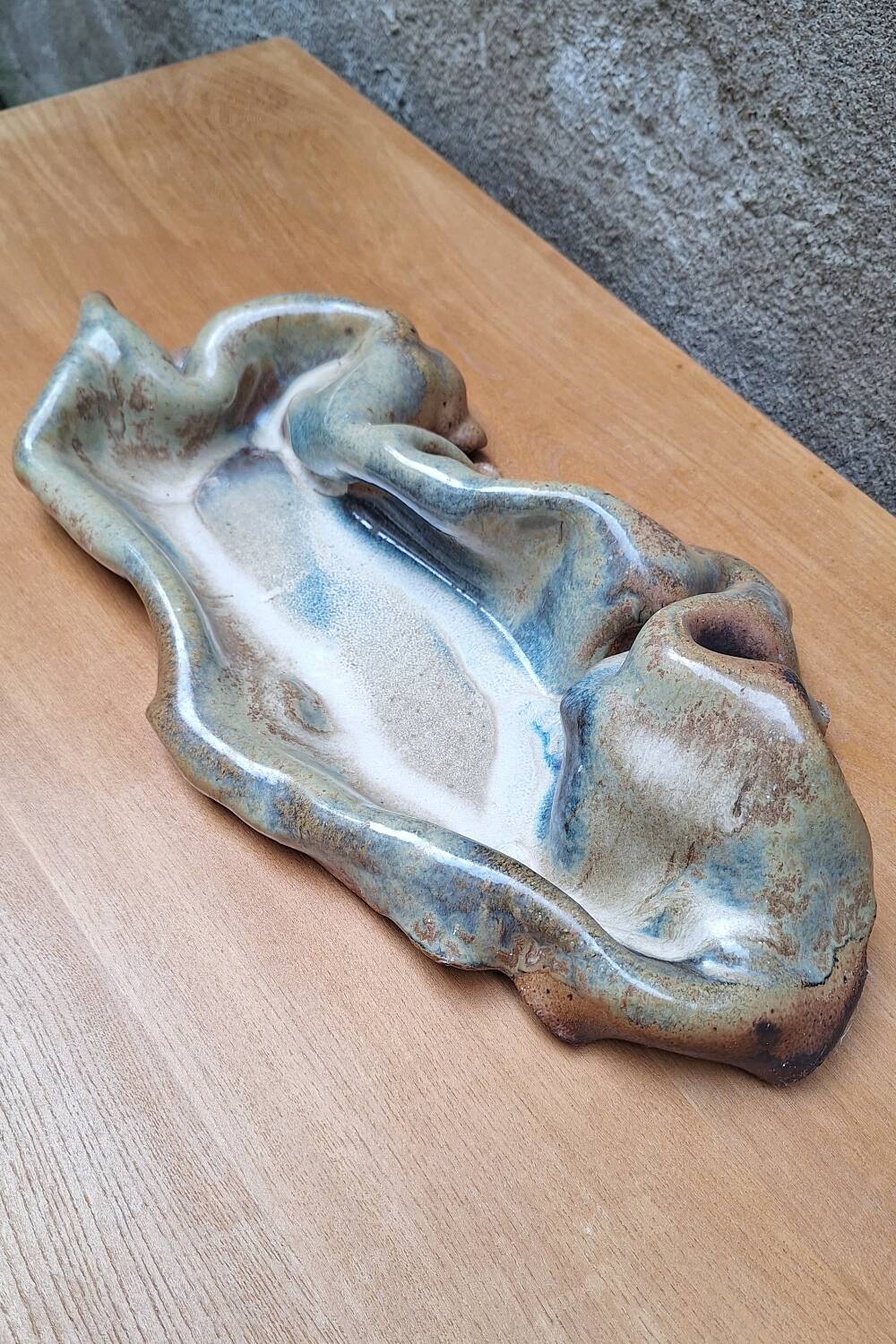 Free-form ceramic trinket tray by Alain and Nadia Pinel