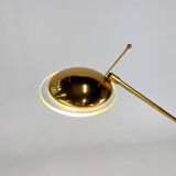 Dutch design brass and glass counter balance floorlamp by herda, 1970s