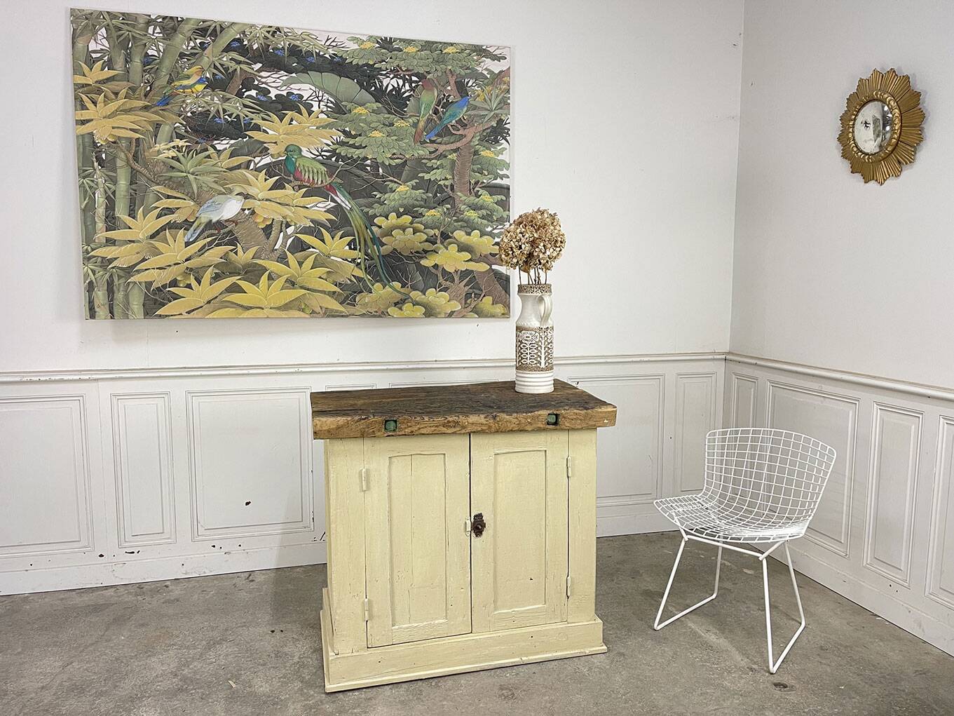 Small workbench 1900 light beige patina