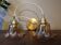 Suspension cascade 2 amber tulip glasses, vintage upcycled