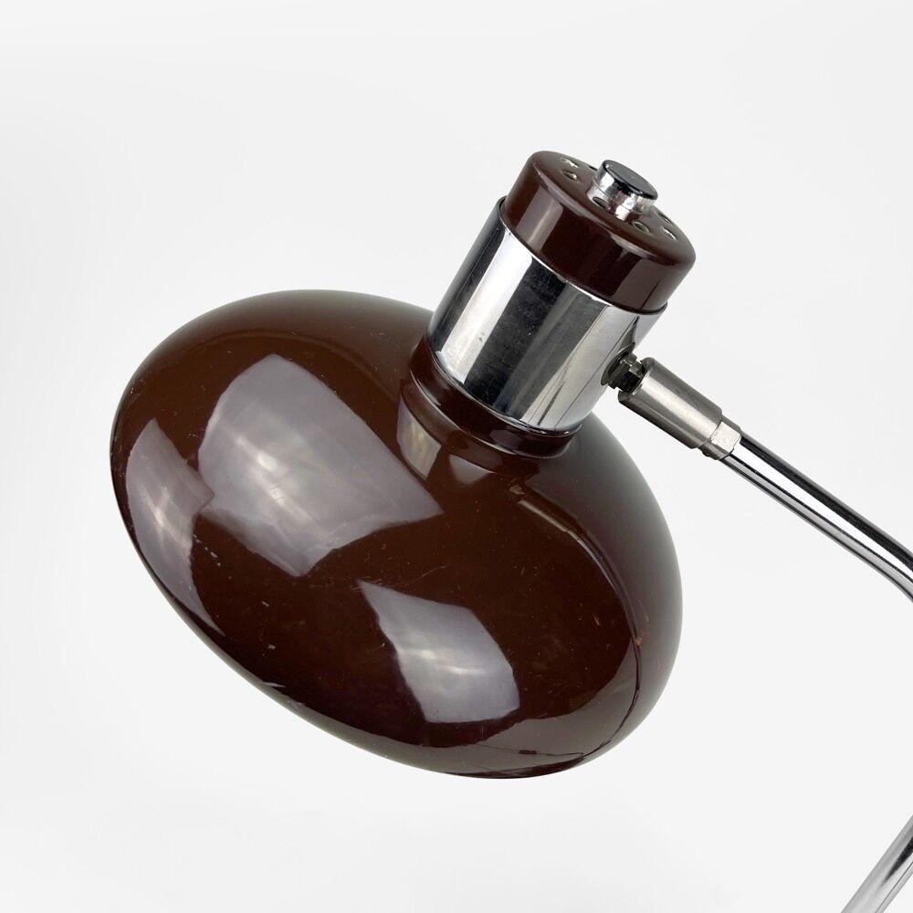 Desk lamp chrome and metal vintage chocolate