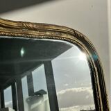 Large gilded mirror 19th century rounded corners mercury glass Louis XVI style
