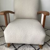 Vintage armchair completely restored with a French terry fabric