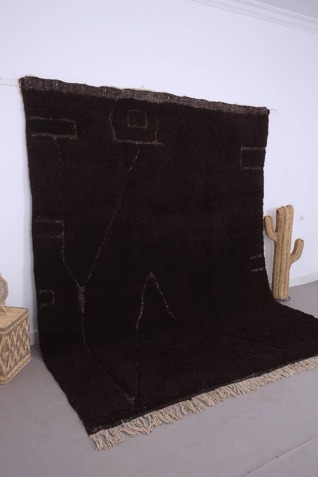 Espresso Brown Moroccan Rug 248 x 310 cm - Vintage Moroccan Rug  Bohemian