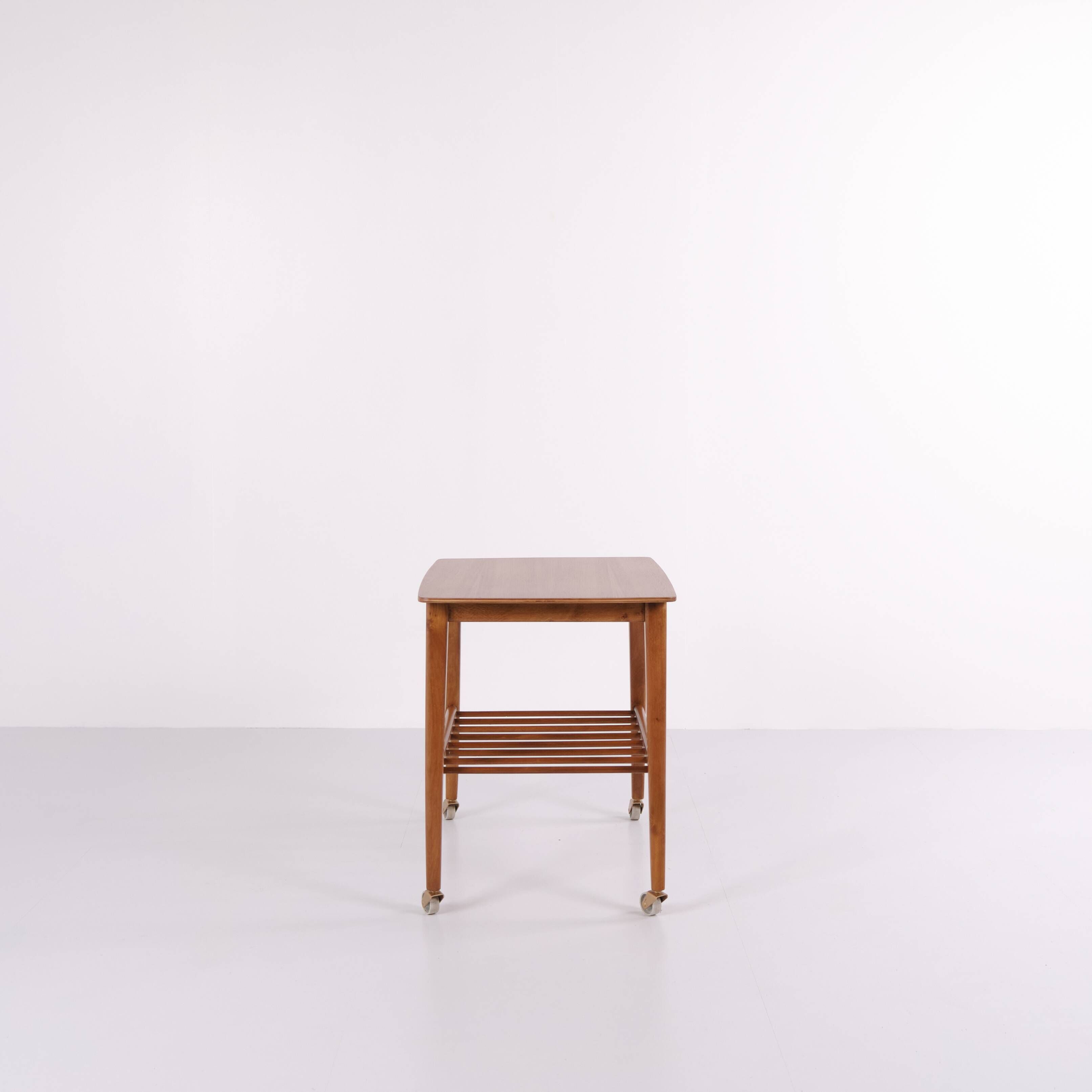 Side table with shelf on wheels - teak - Danish design - 1960s