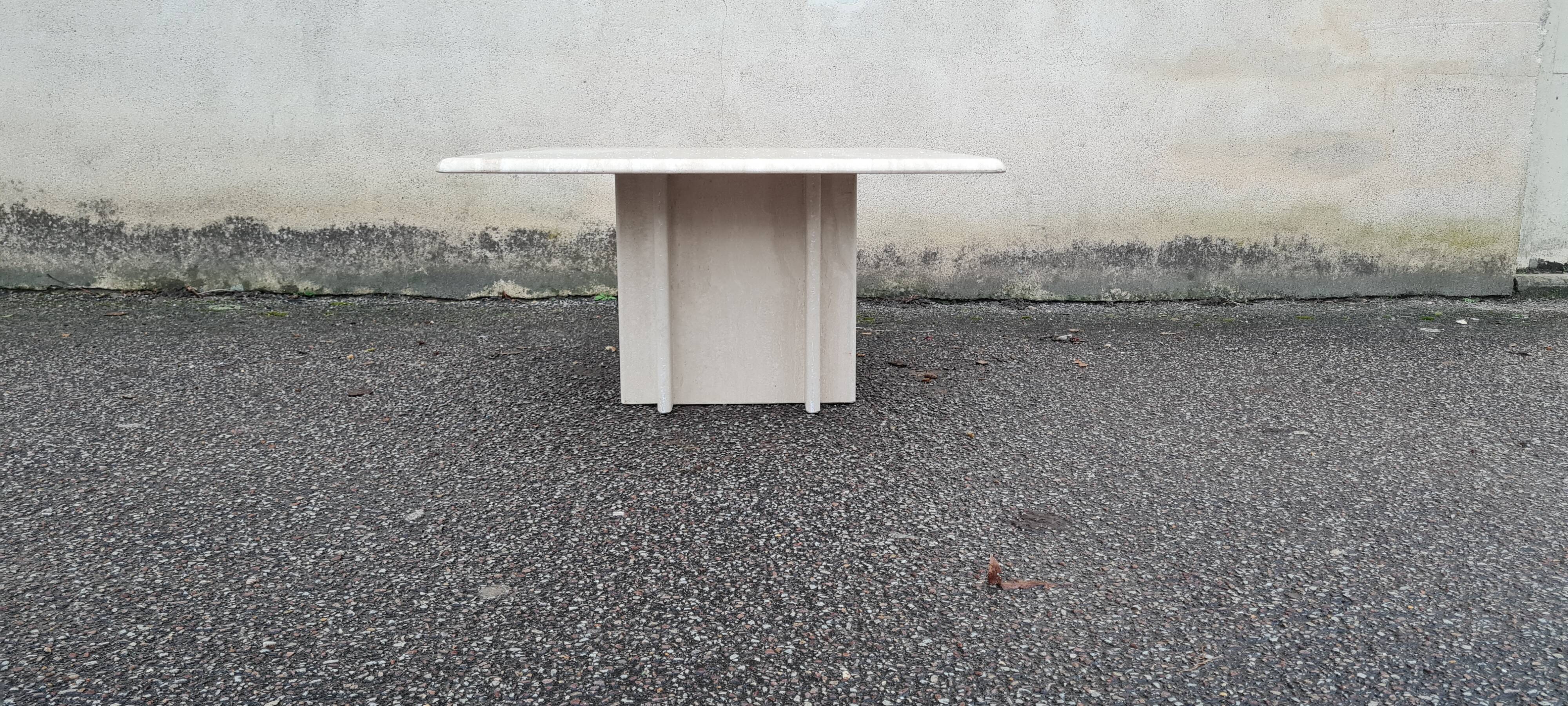 Square travertine coffee table
