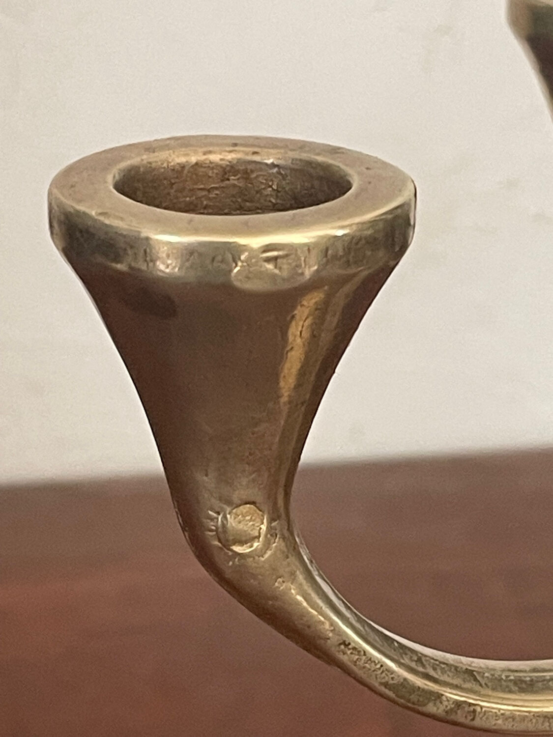 Brutalist solid brass candlestick