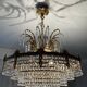 Old bronze waterfall chandelier with crystal tassels