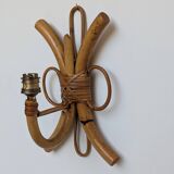 Pair of Louis Sognot rattan wall lights