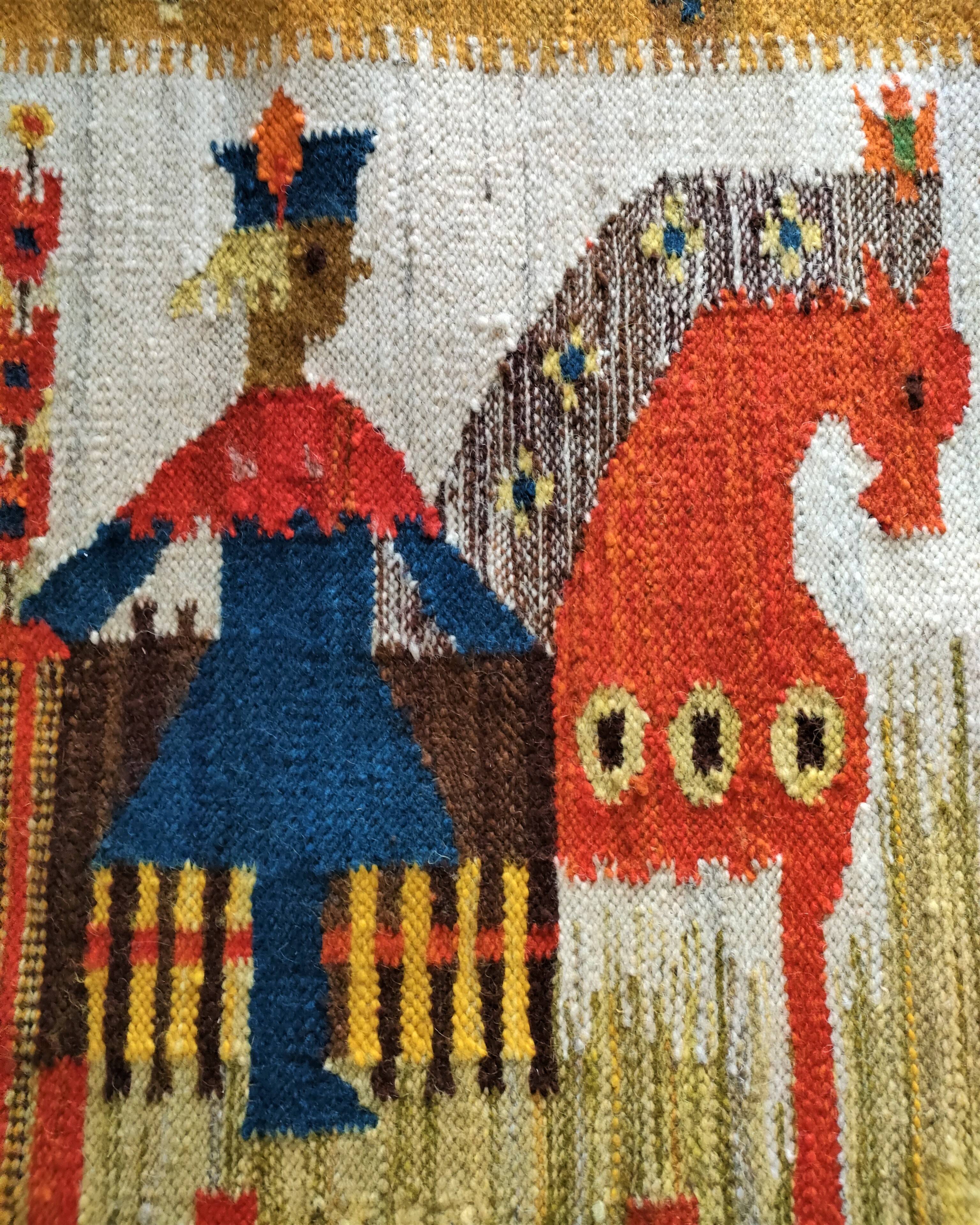 Tapisserie kilim fait main artisanat polonais années 70