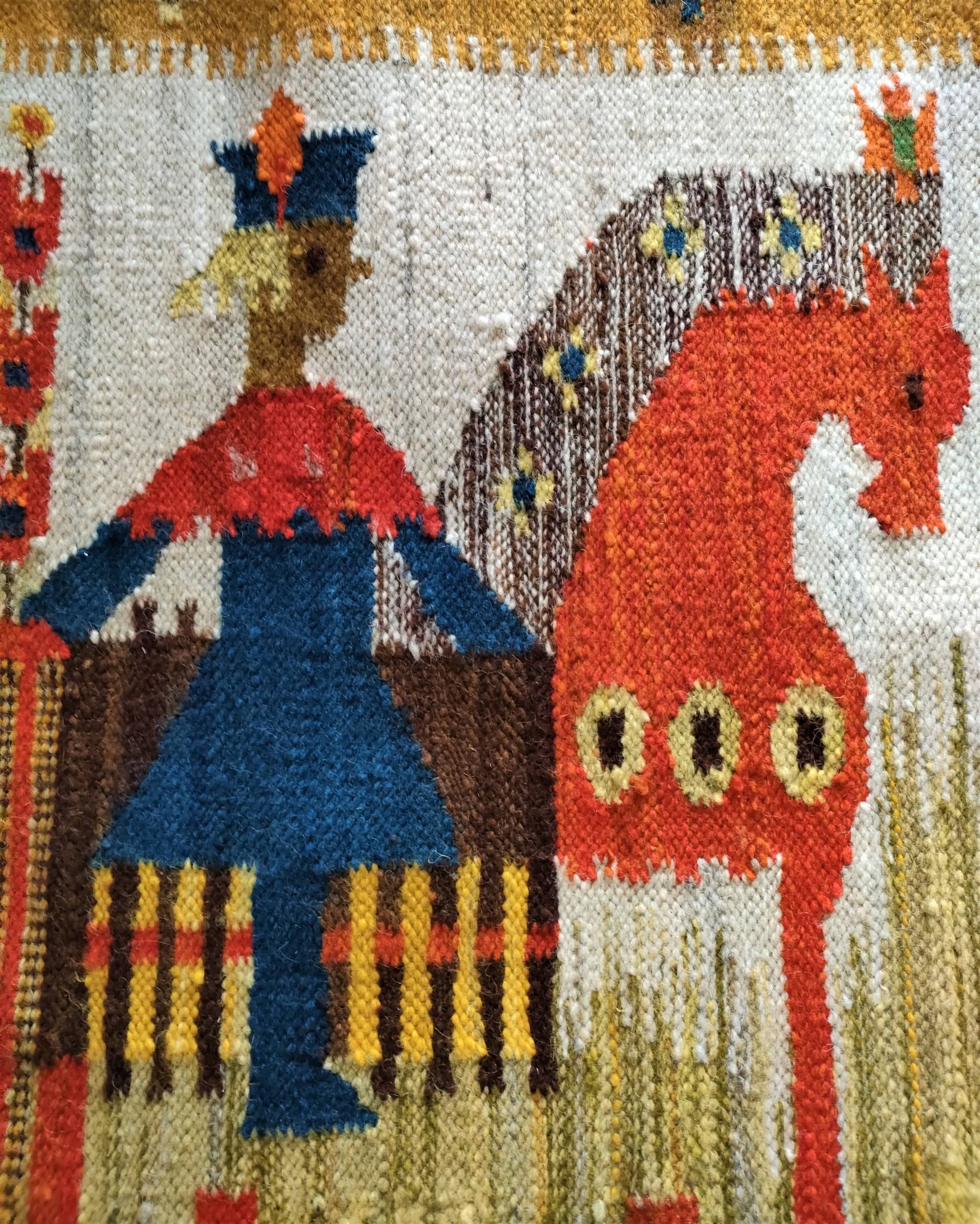Tapisserie kilim fait main artisanat polonais années 70